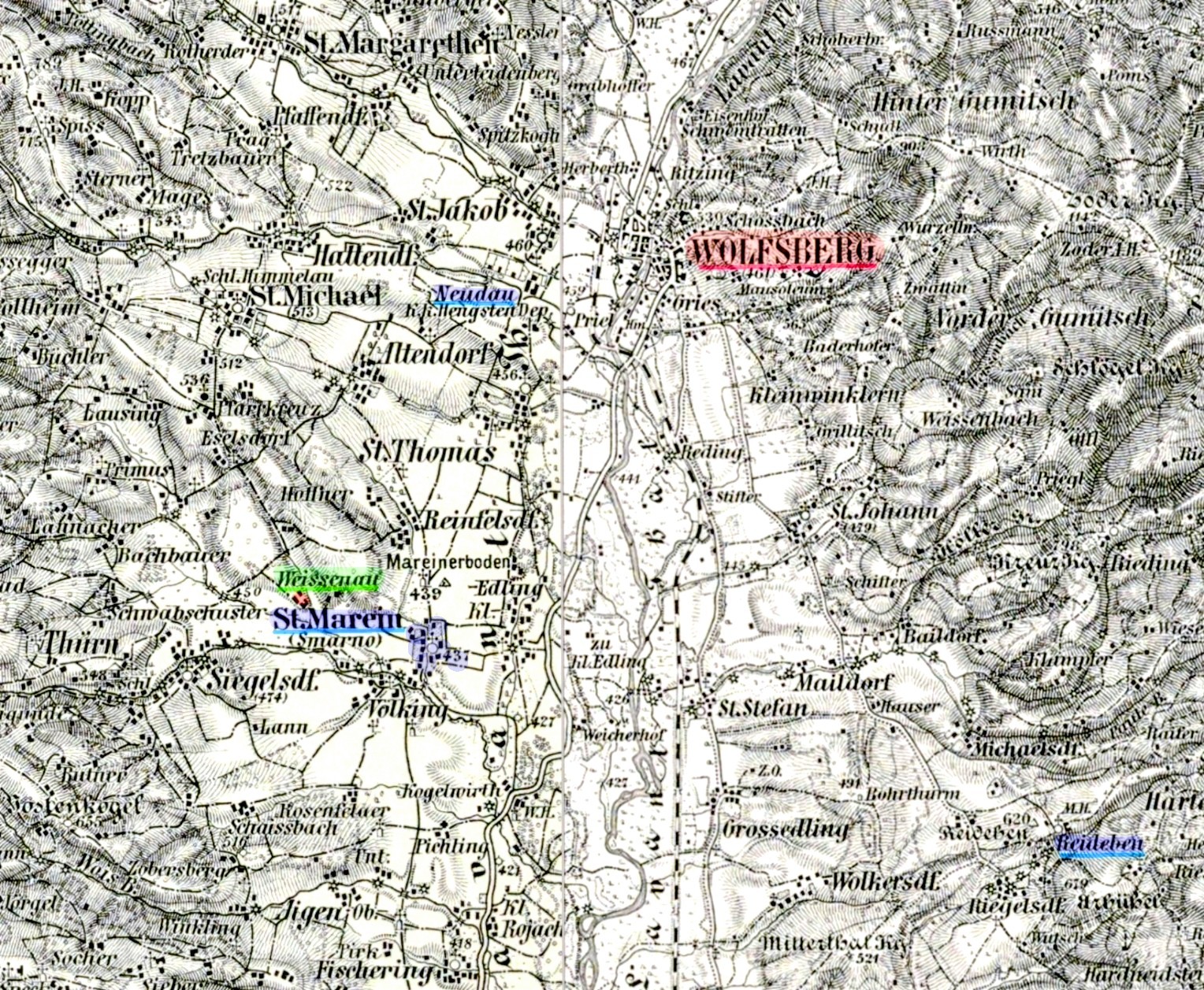 mapa oblasti Wolfsberg